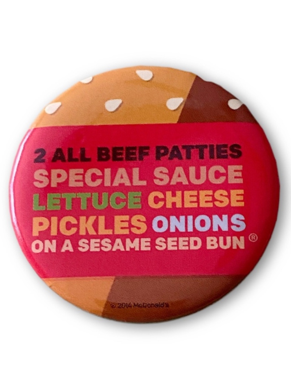 McDonald’s Pin Big Mac Chant Jingle Round Pinback Button